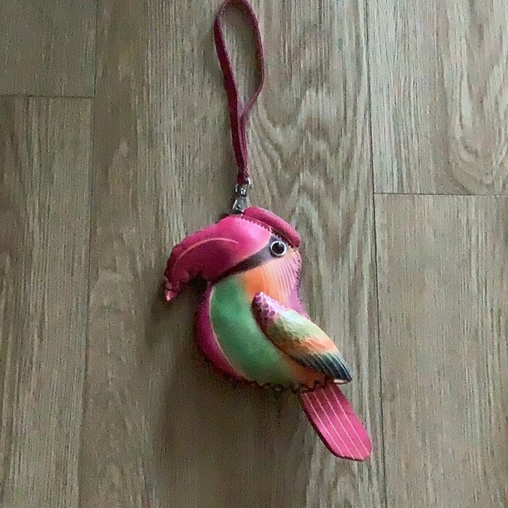 Leather Parrot/Toucan Change Purse Wristlet Colourful
